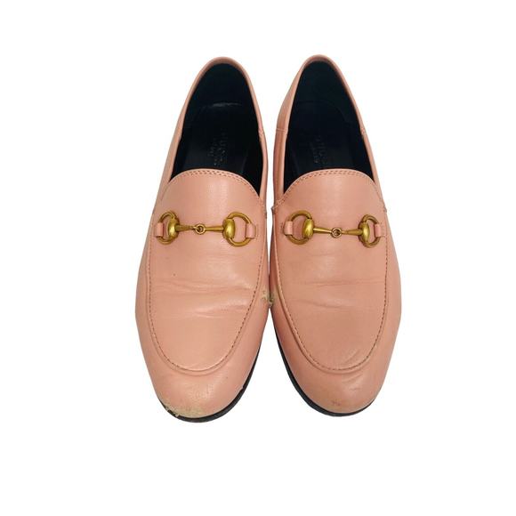 GUCCI Pink Leather Loafers Brixton Horsebit Accent Shoes Flats Size 35 US 5 - Picture 2 of 9